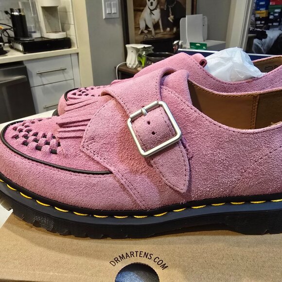 Dr. Martens Ramsey Suede Kiltie Buckle Creeper Loafer Fondant Pink SZ 10 MENS - Picture 1 of 16